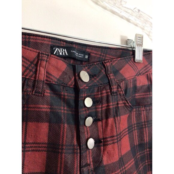 Zara Plaid Pants Grunge Y2K Womens 2 - Picture 4 of 9